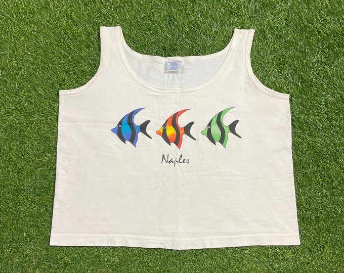Vintage Naples Tank Top Shirt Tee Made USA Size Large L Tropical Florida FL Beach 1990s 90s