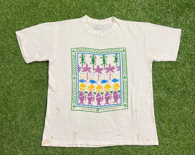 Vintage Hyatt Regency T Shirt Tee Size Medium M Cerromar Beach Puerto Rico Tourist Beach Island Sheraton Marriot Resort 1990s 90s