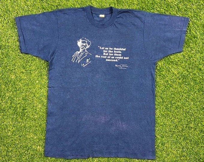 Vintage Mark Twain T Shirt Tee Screen Stars Made USA Size Large L Classic American Writer American Literature Quote 1980s 80s