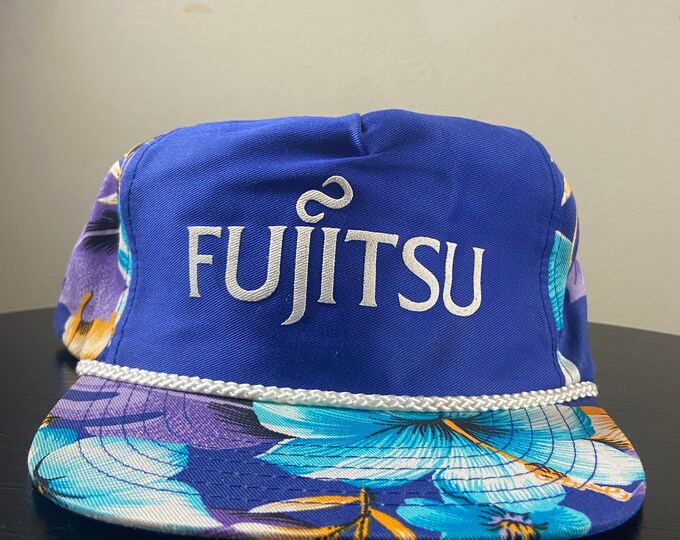Vintage Fujitsu Snapback Hat OSFA Intelligence Japanese Multinational Corporation Technology Computer 1990s 90s