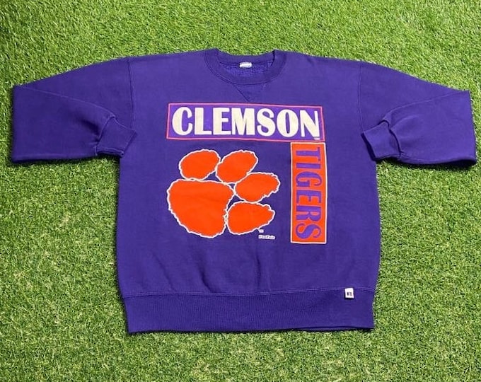 Vintage Clemson University Tigers Crewneck Sweatshirt Size Large L NCAA College Football South Carolina Pull Over 1990s 90s