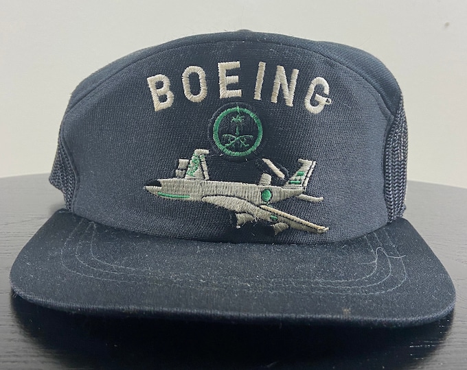 Vintage Boeing Snapback Hat OSFA Boeing Commercial Airplanes United Airlines Flying Airplanes 1980s 80s