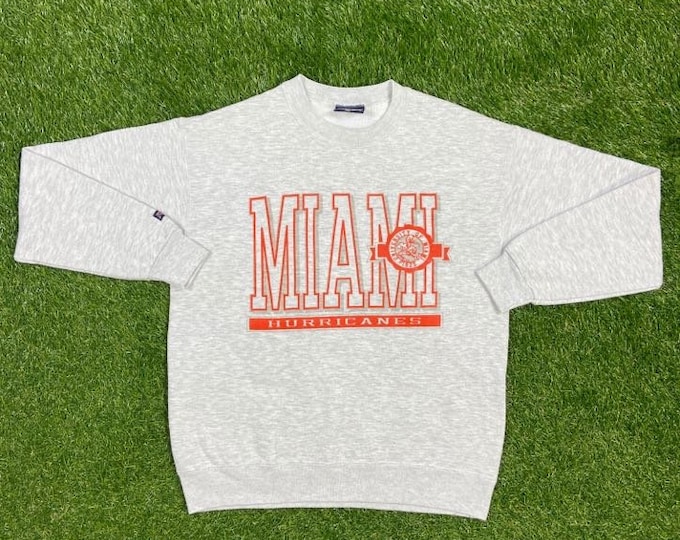 Vintage University of Miami Hurricanes Crewneck Sweatshirt Made USA Size Medium M 305 The U Miami Style Florida NCAA College Football