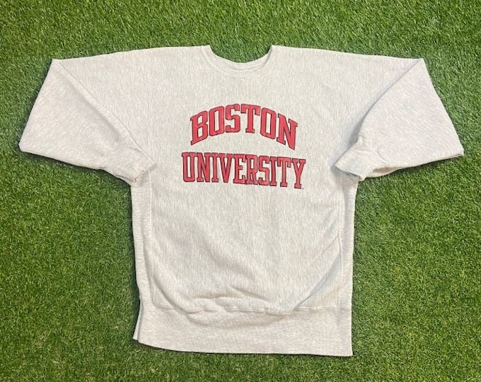 Vintage Boston University Crewneck Sweatshirt Made USA Size Xtra Large XL NCAA College Massachusetts New England Classic 1990s 90s Pull Over