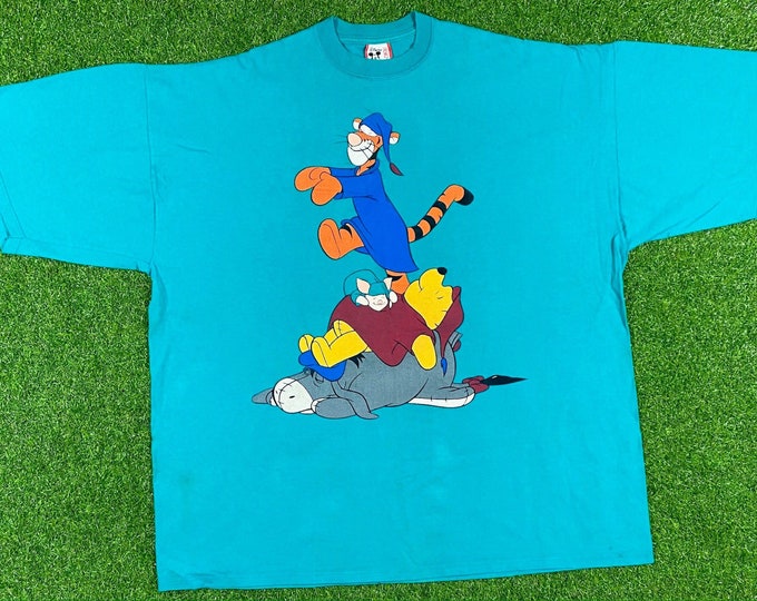 Vintage Winnie The Pooh T Shirt Tee Disney Designs One Size Fits All Made USA Oversized Sleep Tigger Piglet Eeyore 2XL 3XL