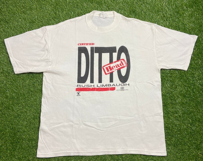 Vintage Certified Ditto Head T Shirt Tee Jerzees Size XXL 2XL Rush Limbaugh Parody Comedy Politics Radio 1990s 90s