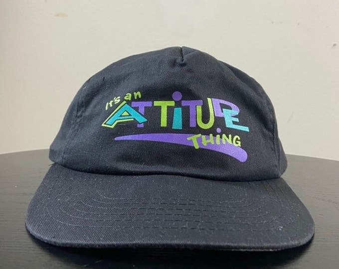 Vintage It's an Attitude Thing Snapback Hat OSFA Funny Saying Comical Cap 1980s 80s