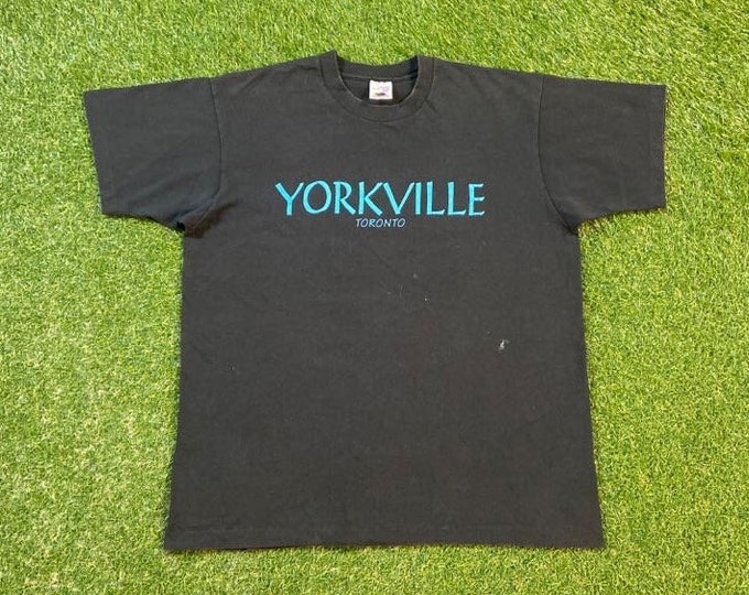 Vintage Yorkville Toronto T Shirt Tee Fruit of the Loom Size Xtra Large XL Canada Raptors Blue Jays 1990s 90s