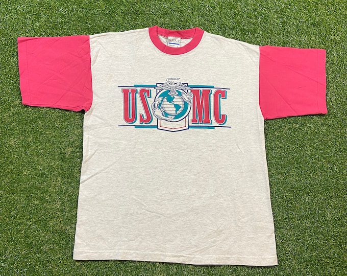 Vintage USMC United States Marines Corps T Shirt Tee Made USA Size Large L Navy Army Military 1990s 90s