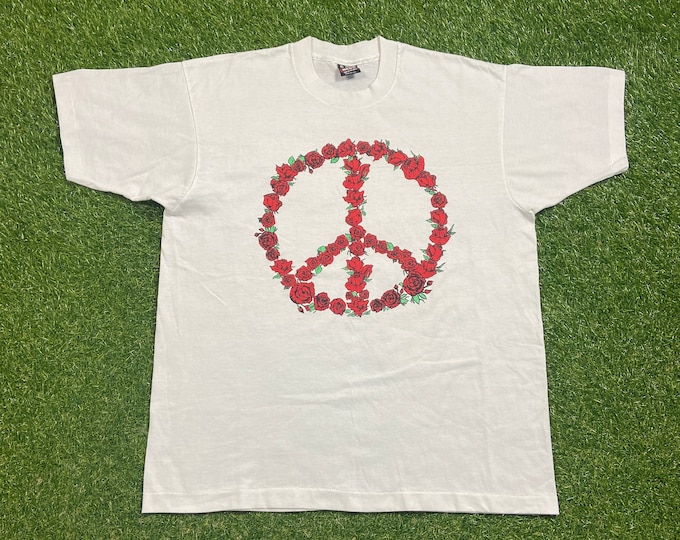 Vintage Peace T Shirt Tee Made USA Size Xtra Large XL Environment Green Day Planet Earth Classic 1990s 90s