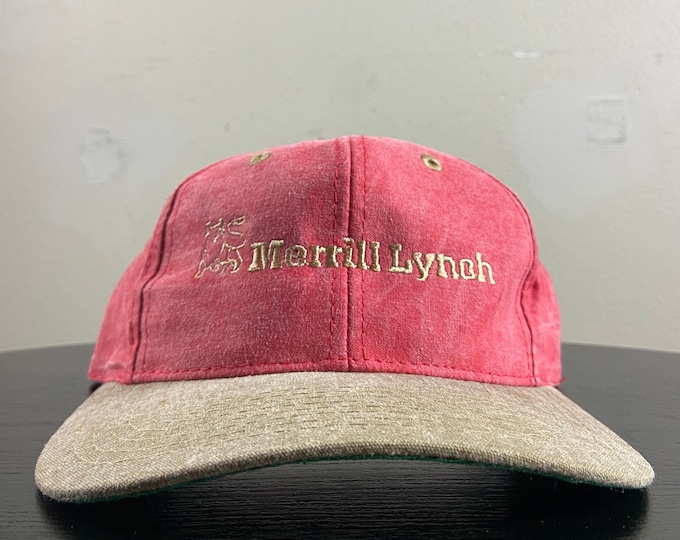 Vintage Merrill Lynch Snapback Hat OSFA JP Morgan Money Finances Currency Investment Wealth 1990s 90s