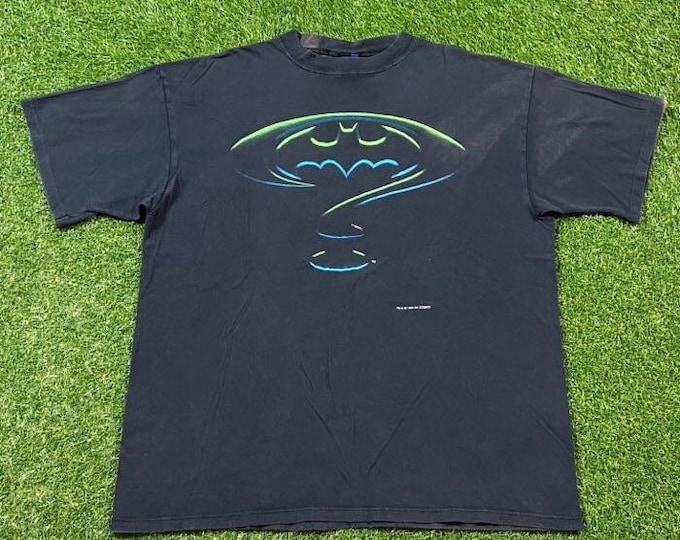 Vintage Batman Forever Film T Shirt Tee Made USA Size Xtra Large XL Tim Burton Superhero Movie Promo Joker Dark Knight 1990s 90s