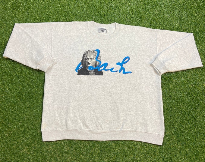 Vintage J.S. Bach Crewneck Sweatshirt Lee Made USA Size XXL 2XL Classical Music Baroque Mozart 1990s 90s Pull Over Oversized