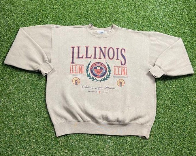Vintage University of Illinois Crewneck Sweatshirt Size Xtra Large XL NCAA College Basketball Fighting Illini Classic Chief 1990s 90s