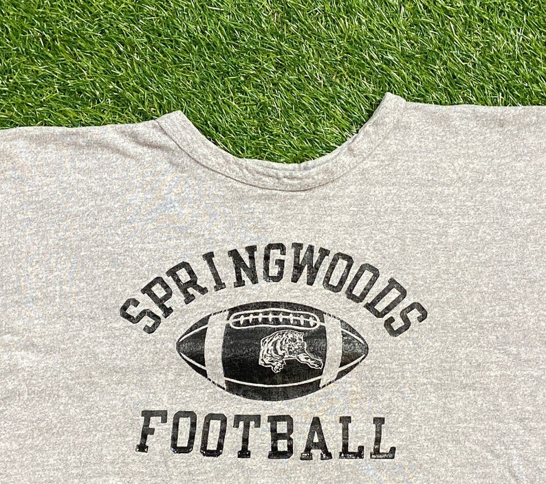 Vintage Springwoods Football Crop Top Shirt Champion Made USA Xtra
