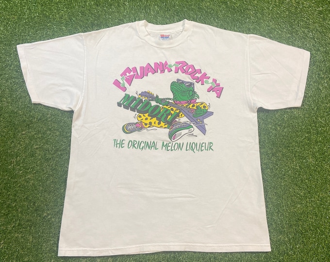 Vintage Midori T Shirt Tee Hanes Size Xtra Large XL Original Melon Liqueur Drink Alcohol Party Night Life Classic Liquor 1990s 90s