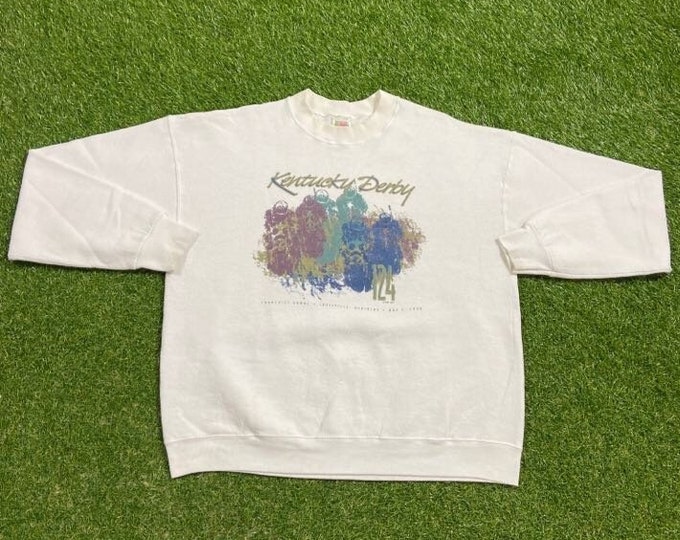 Vintage Kentucky Derby Crewneck Sweatshirt Made USA Size Large L Triple Crown Louisville Horse Racing Annual Festival 1990s 90s Pull Over
