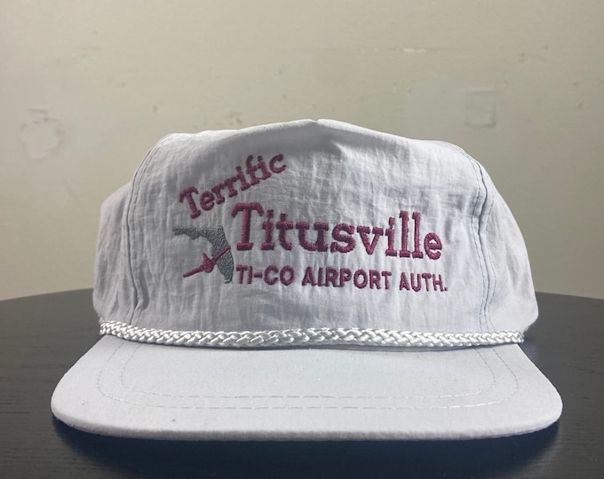 Vintage Terrific Titusville Airport Snapback Hat OSFA TI Florida  Airlines Flight Flying Airplanes 1990s 90s
