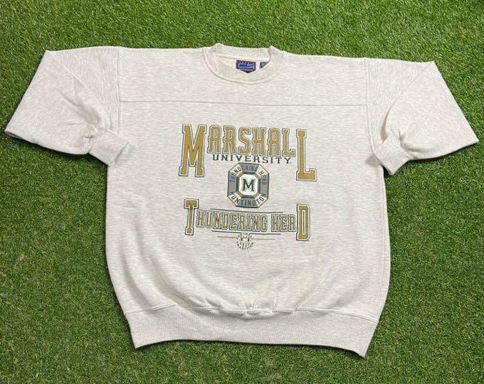 Vintage Marshall University Crewneck Sweatshirt Size Xtra Large XL Alumni NCAA College Football Huntington West Virginia Pull Over 1990s 90s
