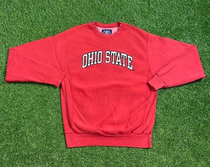 Vintage Ohio State University Crewneck Sweatshirt Size Small S Cleveland NCAA College Football Basketball OSU 1990s 90s Pull Over Oversized