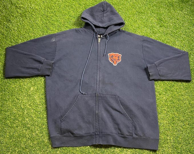 Vintage Chicago Bears Hoodie Sweatshirt Size XXL 2XL NFL Football NFC Da Bears Illinois Zip Up 1990s 90s