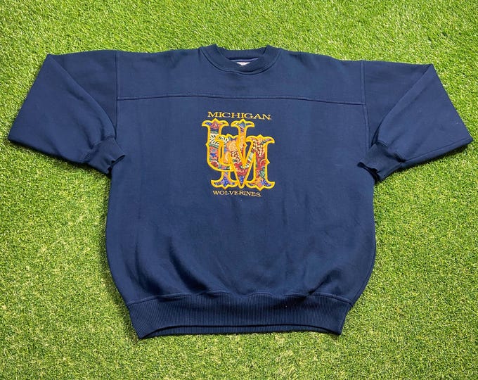 Vintage University of Michigan Wolverines Crewneck Sweatshirt Size Xtra Large XL NCAA College Football Detroit Big House Pull Over 1990s 90s