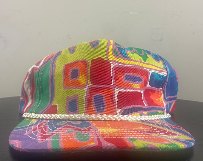 Vintage Multicolor Snapback Hat OSFA Classic Trucker Hat Rare Cap 1980s 80s