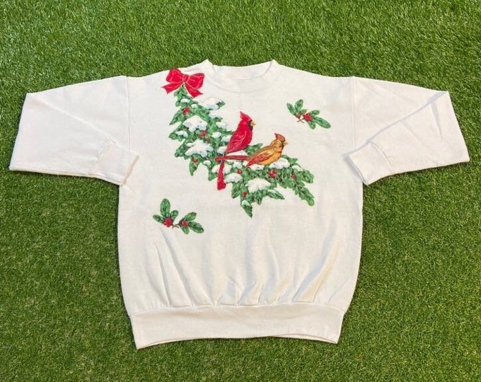 Ugly Christmas Sweater Vintage Tacky Holiday Party Merry Santa Claus Cardinals Holidays Size Xtra Large XL Classic Xmas 90s Pull Over