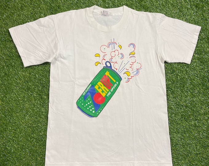 Vintage 7 Up T Shirt Tee Anvil Made USA Size Large L Soft Drink Soda Dr Lemon Lime Lebron James 1990s 90s Parody