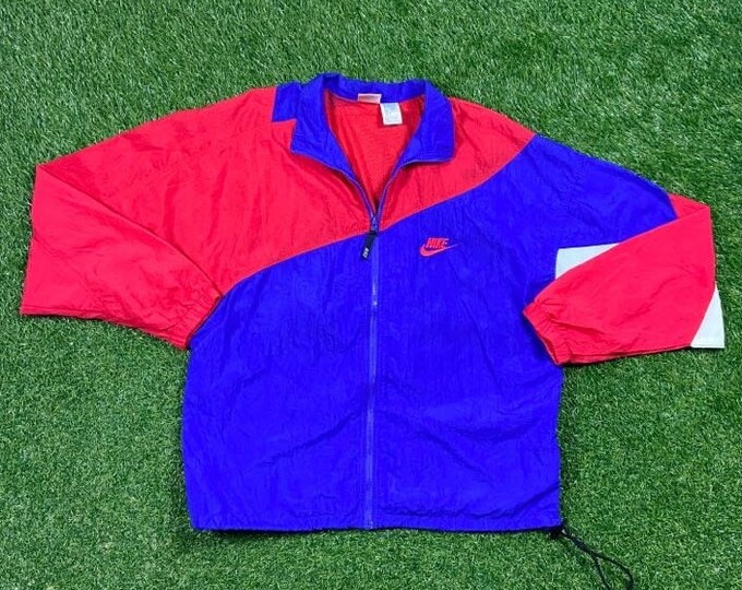 Vintage Nike Windbreaker Jacket Zip Up Jacket Sportswear Size Large L Athletic Wear Classic 90's 1990s Light Rain Jacket Coat