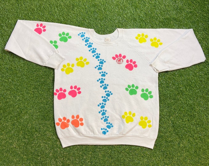 Vintage Michigan Human Society Crewneck Sweatshirt Made USA Size Xtra Large XL Animal Protection Puppy Dog Tracks Breed 1990s 90s Pull Over