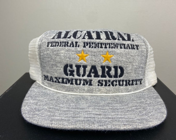 Vintage Alcatraz Federal Penitentiary Guard Maximum Security Snapback Hat San Francisco California OSFA 1990's 90's Trucker Humor Funny