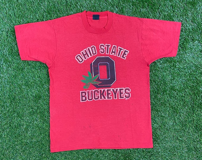 Vintage Ohio State University T Shirt Tee Screen Stars Best Made USA Size Large Cleveland NCAA Buckeyes Classic Football Basketball 1990s