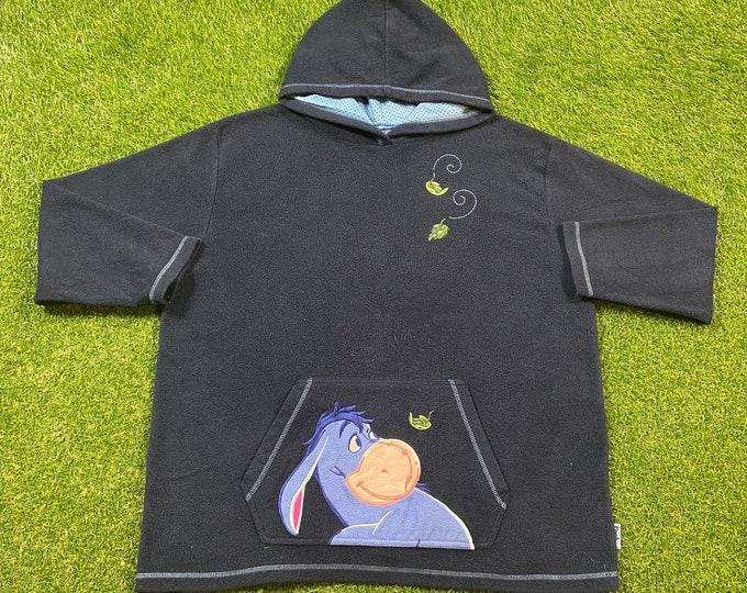 Vintage Winnie the Pooh Eeyore Hoodie Sweatshirt Size XXL 2XL Walt Disney World 80s 90s WDW Disneyland Pull Over Oversized