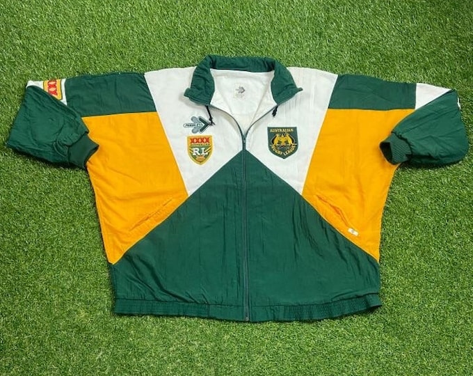 Vintage Australian National Rugby League Jacket Peerless Made in Australia Size Xtra Large XL Jangaroos New Zealand 1990s 90s