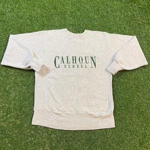 Vintage Calhoun School Crewneck Sweatshirt Champion Made USA Reverse Weave Size Large L Upper West Side New York City NYC 1990s Pull Over