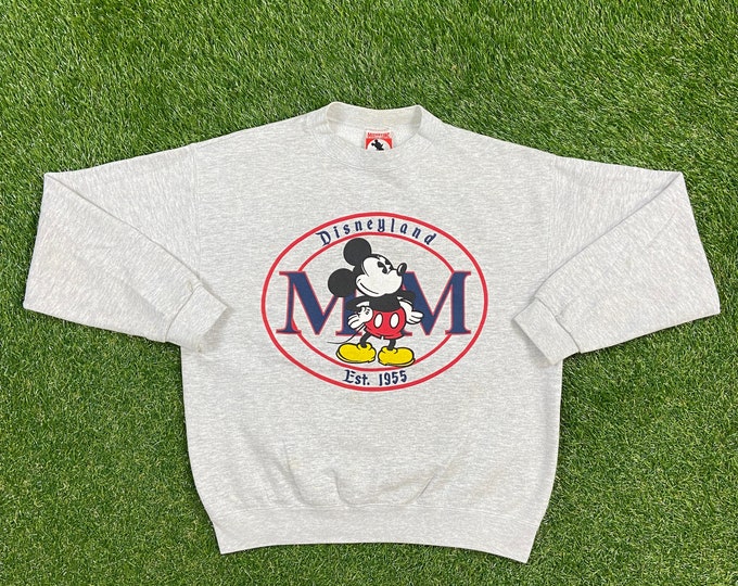 Vintage Mickey Mouse Disneyland Crewneck Sweatshirt Size Medium M Walt Disney World Magic Kingdom WDW Pull Over Oversized Comfy Cozy
