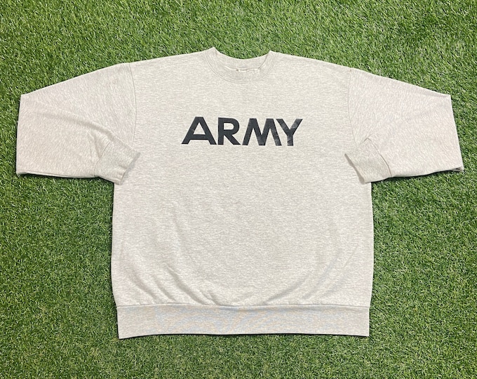 Vintage Army Crewneck Sweatshirt Made USA Size Medium M USMA Marines Navy United States Military Veteran 1990s 90s Pull Oversized