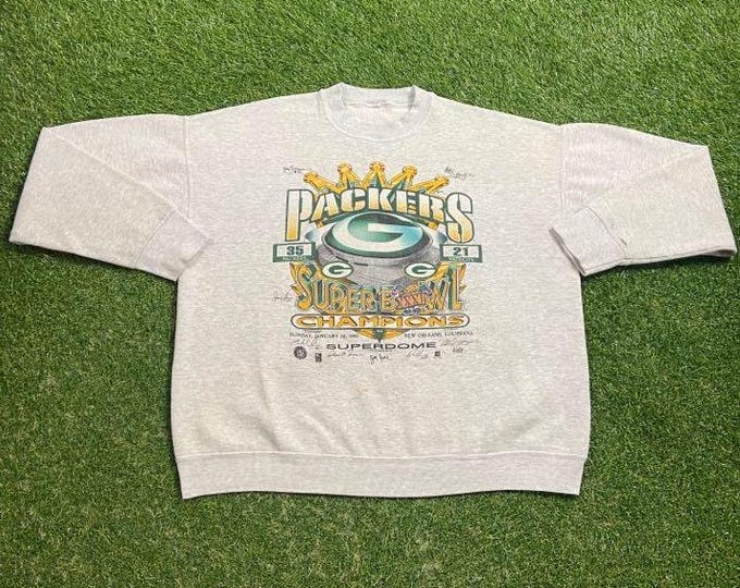 Vintage Green Bay Packers Super Bowl XXXI Champions Crewneck Sweatshirt Size Xtra Large XL NFL Football Wisconsin Cheese Heads Favre 90s