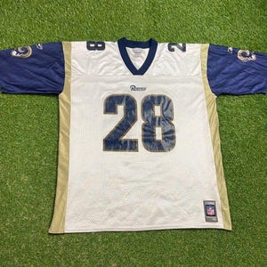 Vintage St Louis Rams Marshall Faulk #28 Jersey Reebok Size XXL 2XL NFL Super Bowl Football Missouri Los Angeles 00s