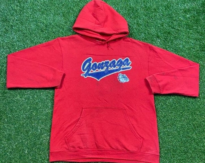 Vintage Gonzaga University Hoodie Sweatshirt Size Large L NCAA College Basketball Seattle Spokane Washington Classic College Apparel