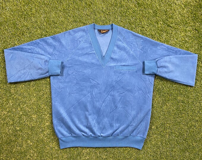 Vintage Lee V Neck Sweater Made USA Size Large L Velvet Valor Classic American Apparel Pull Over 1980s 80s