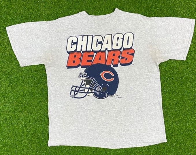 Vintage Chicago Bears Spell Out Big Logo T-Shirt Tee Logo 7 Size Xtra Large NFL Football Illinois 1990s Football 90s XL