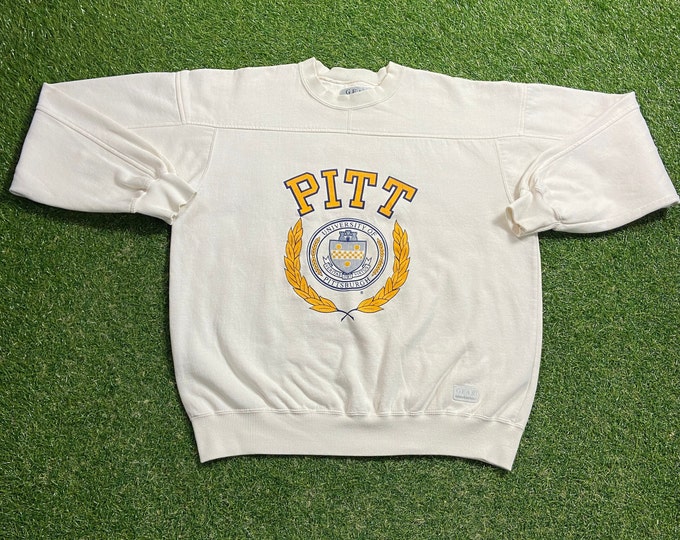 Vintage University of Pittsburgh Panthers Crewneck Sweatshirt Size Large L NCAA College Basketball Pennsylvania Pull Over Oversized 1990s