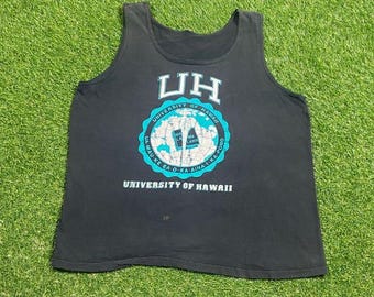 Vintage University of Hawaii Green and White Puffy Print T-shirt