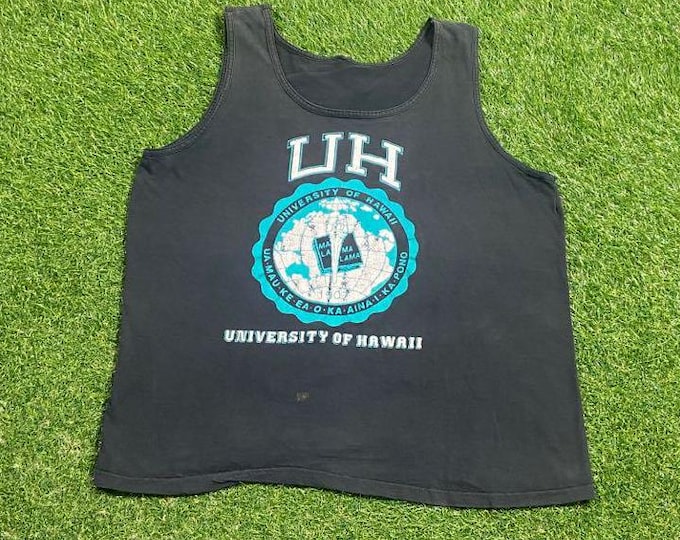 Vintage University of Hawaii Tank Top Shirt Tee Size Large L Rainbows Hawaiian Honolulu Classic NCAA College Football 1990s 90s