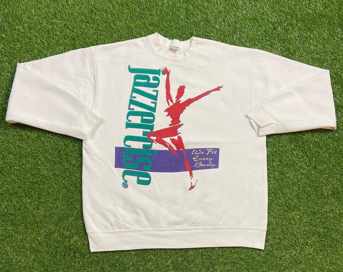 Vintage Jazzercise Crewneck Sweatshirt Made USA Size Xtra Large XL Workout Wear Athletic Gear Exercise 1990s 90s