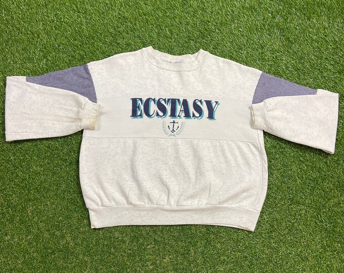 Vintage Ecstasy Crewneck Sweatshirt Size Xtra Large XL Quality 1990s Oversized Great Fit Made USA Original 90s Pull Over