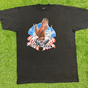 Vintage Born in the USA American Eagle T Tee Atex Size 4X 80s 3D Truckers Bikers Rare Hog USA Oversized Big and Tall 1990s 90s