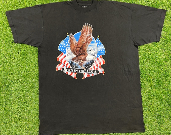 Vintage Born in the USA American Eagle T Tee Atex Size 4X 80s 3D Truckers Bikers Rare Hog USA Oversized Big and Tall 1990s 90s